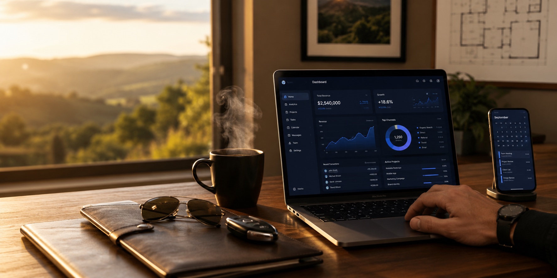 C4 Intelligence aberto no notebook e no celular